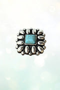 WESTERN SQUARE CONCHO TQ GEM CUFF RING