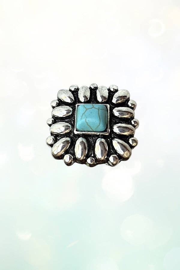 WESTERN SQUARE CONCHO TQ GEM CUFF RING