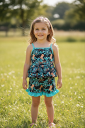 Concho & western printed boot ruffle tunic and shorts.