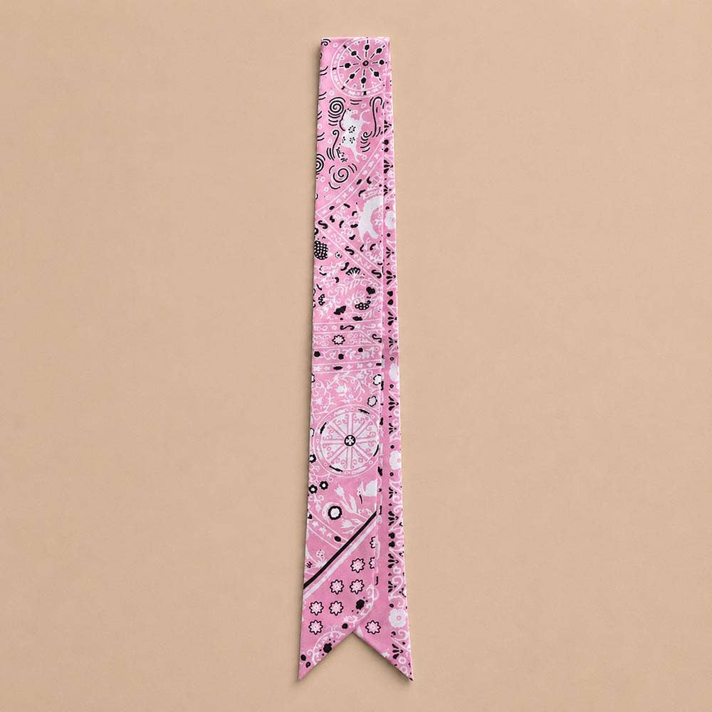 Paisley Bandana Print Skinny Twilly Scarf