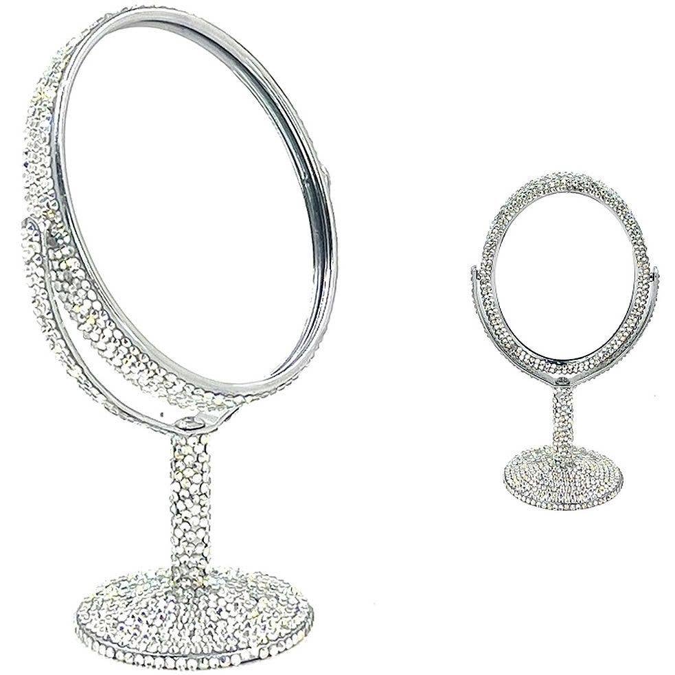 Sparkling Oval Shape Double Side Makeup Swivel Mirror S