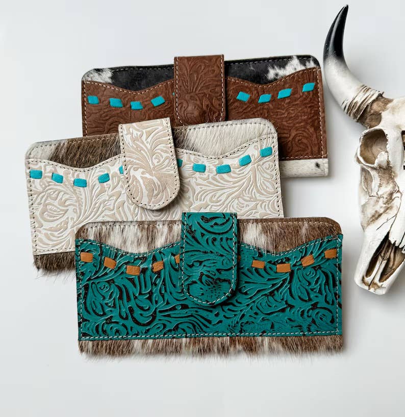 Western Floral Leather Tooled Wallet