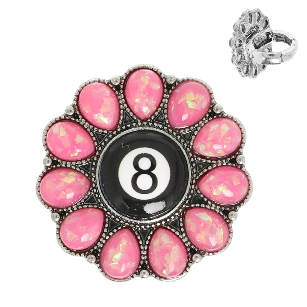 Western Turquoise Billiard 8 Ball Concho Stretch Ring