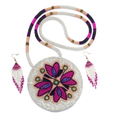Pink Purple Floral Beaded Pendant Necklace & Earrings Set