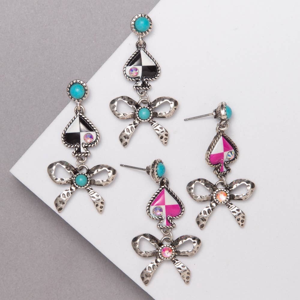 Western Semi Stone Post Bow Earrings