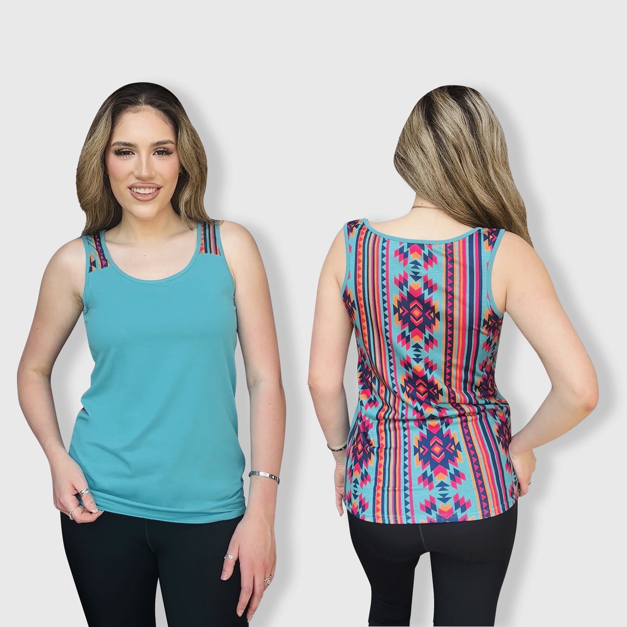 Aztec Teal Polyester Tank Top (AZTT-101)